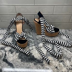 Sandal Wedges Cork Cross Straps Open Toe Aneikeh